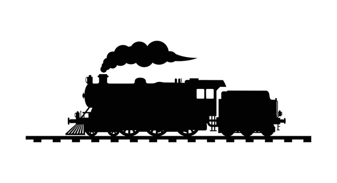Vintage steam train silhouette a classic locomotive illustration with smoke plumes