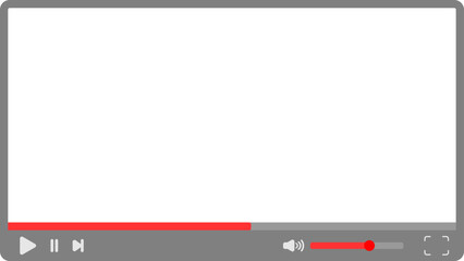 Multimedia video player grey with play pause fast forward volume and full screen buttons and clear background  © shichimi
