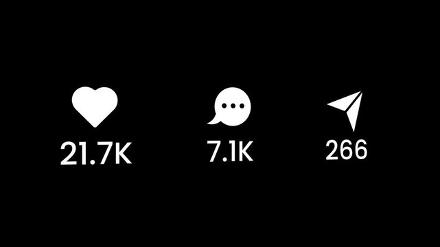 Viral content of social media icons animation isolated on black background