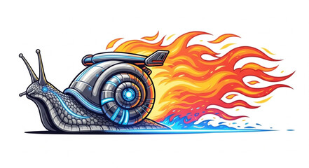 Colorful Snail with Fire and Water Elements. © Mahin