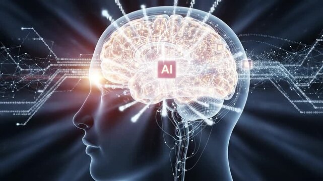 Artificial Intelligence Brain - Futuristic Concept of AI and Human Mind.