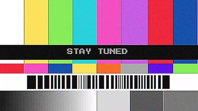Retro Television Test Pattern Signal Display with Stay Tuned Message