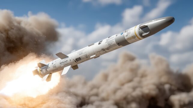 A long-range surface-to-air missile system is showcased in Red Square surrounded by modern buildings and historical architecture in 2035
