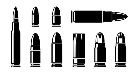 Obraz premium Collection of diverse black bullet icons on white background