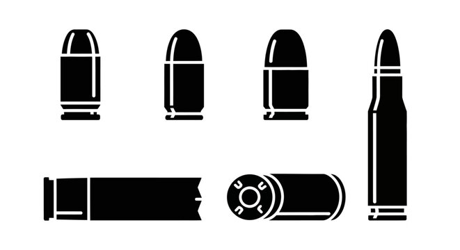 Collection of black bullet icons on white background