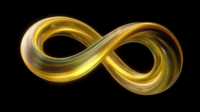 Stunning Golden Infinite Loop Design Representing Eternity and Continuity with Smooth Flowing Lines and Vibrant Colors on a Black Background