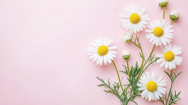 white daisies on pink background