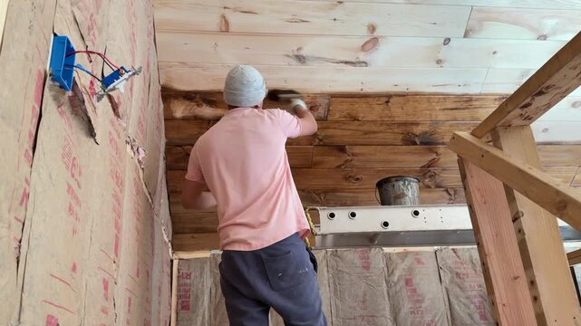 Man staying a ceiling in a loft