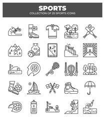 Fototapeta premium Collection of 25 Sports Icons. Summer. Winter & Extreme Sports Equipment