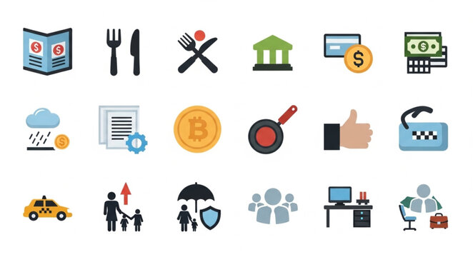 Flat design business and finance icons.