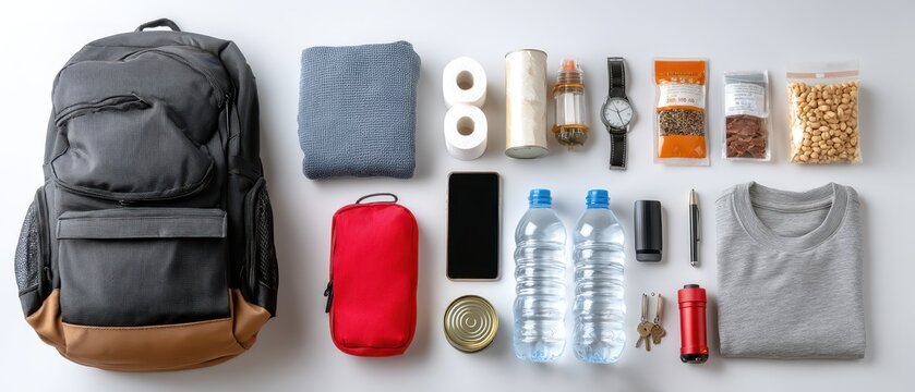 Supplies for emergencies are neatly arranged, ready for quick access in case of a crisis or disaster situation