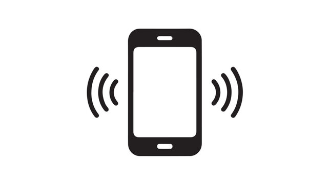 Smartphone Icon with Wireless Signal Waves, Minimalist Mobile Communication Symbol Isolated on White
