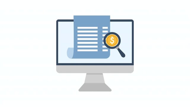 Contain Earning, Sheet, Form, Expense Tracker. Animated Icon.