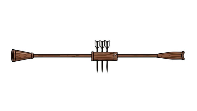 Traditional wooden blowpipe weapon with three sharp arrows.