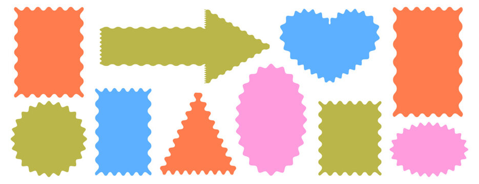 Set of wavy organic frame, text box shape vector illustration