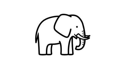 Fototapeta premium Minimalist elephant line art vector illustration icon