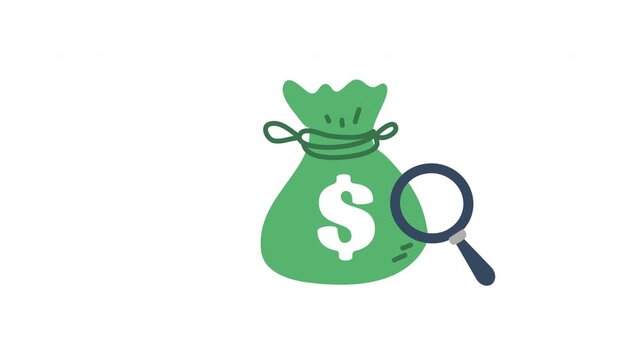 money bag animation with investment and finance concepts