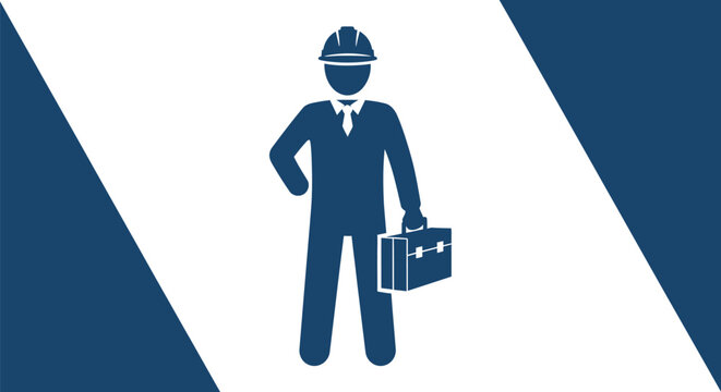 Businessman in suit with briefcase standing.