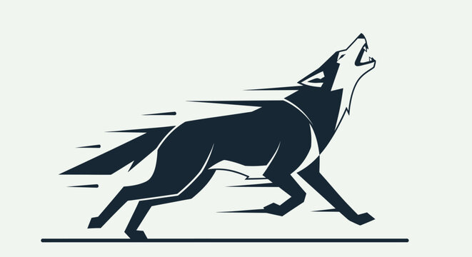Running wolf in motion fast pace.