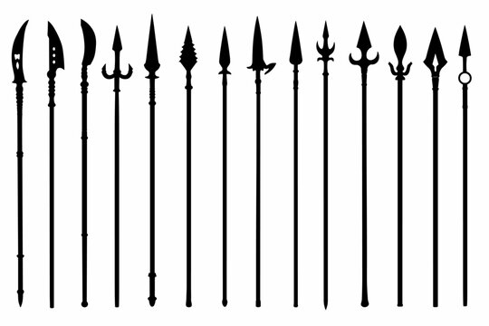 Polearm and Spear Silhouette Vector Illustration