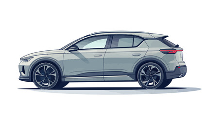 Fototapeta premium Side view illustration of a modern silver electric suv crossover car