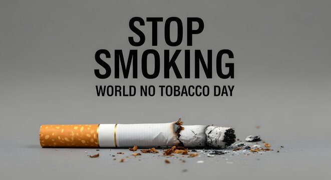 Cigarette on grey background for world no tobacco day concept