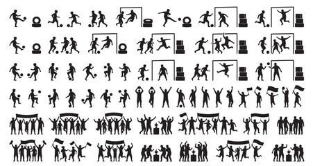 Street Football World Cup Fever Silhouettes Set Pack, Editable Vector Stroke Illustration. Contain  football, soccer, player, silhouette, action, sport, game, illustration and more silhouettes. © MasterTech