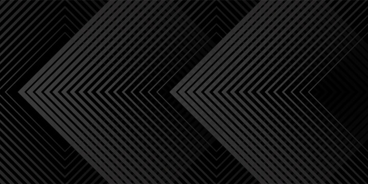 Dark line arrow background. Linear triangle repeated pattern. Thin to thick gradation stripe backdrop for poster, cover, banner. Striped halftone gradient wallpaper. Vector masculine sporty design