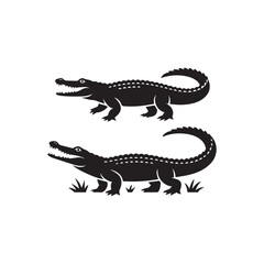 Fototapeta premium Crocodile Alligator Reptile Silhouette Wildlife Icon Illustration