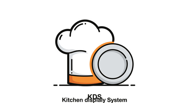Chef hat icon representing a digital kitchen display system for restaurant management.
