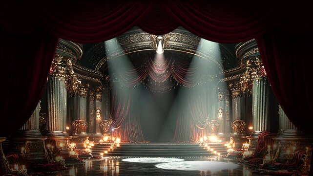 Luxury Theater Stage Spotlight Cinematic Background Loop 03