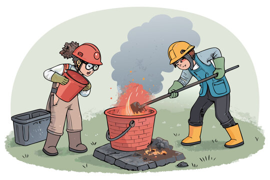 Adorable Raku Firing With Children At An Outdoor Raku