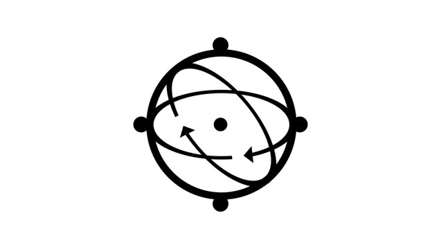 Gyroscope symbol, black isolated vector silhouette