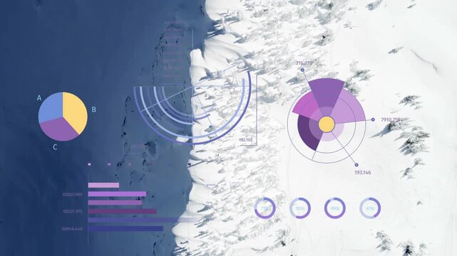 On load data overlay animating over coastline, radar arcs expanding, wedge filling, showing data