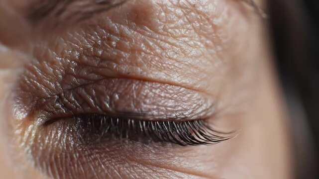 Closeup of human eye with digital binary code symbolizing digital transformation and future innovation