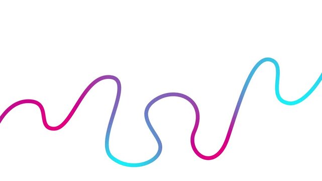 Animated pink blue tape appear and disappear. Decorative line with smooth. Looped video. Linear vector illustration isolated on white background.