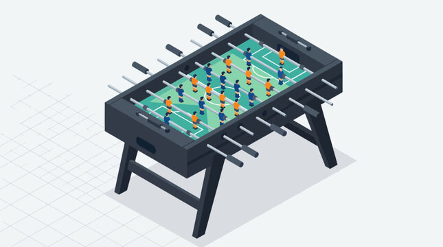 A foosball table featuring intense gameplay with players maneuvering for victory, highlighting fun, competition, and social interactions among friends or family.