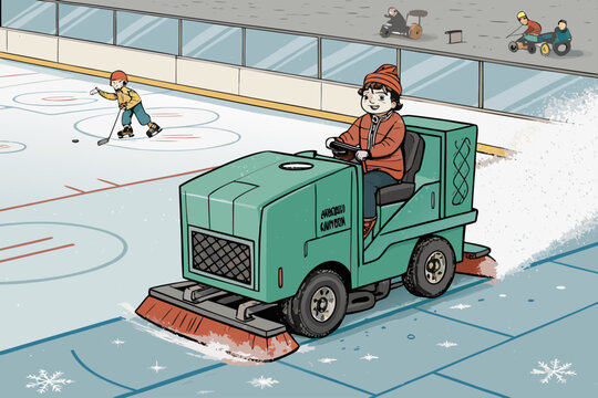 Adorable Zamboni Ride With A Child Sitting In The Pas