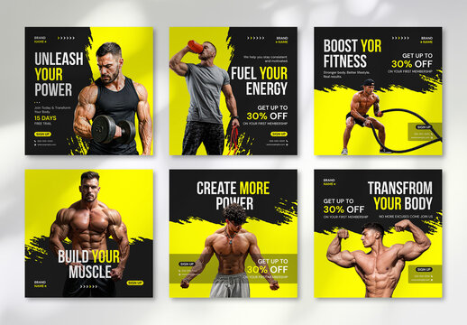 Fitness Social Media Post Set