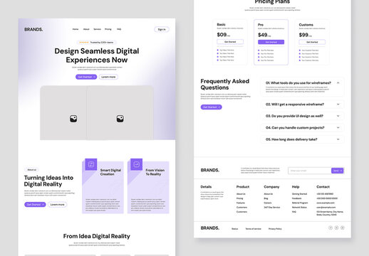 Website Landing Page Wireframe Design Template