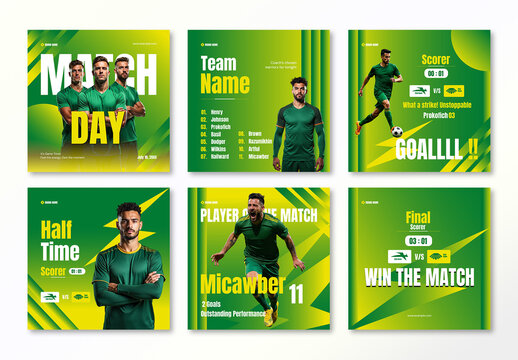 Football Match Day Social Media Post Set Template