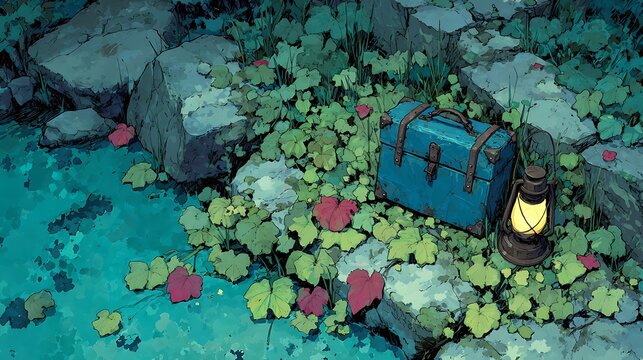 Secret stash box concealed in leaf litter exploration treasure hunt images
