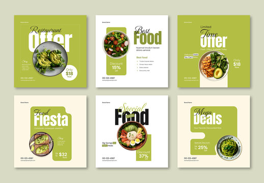 Restaurant Offer Social Media Post Template Set