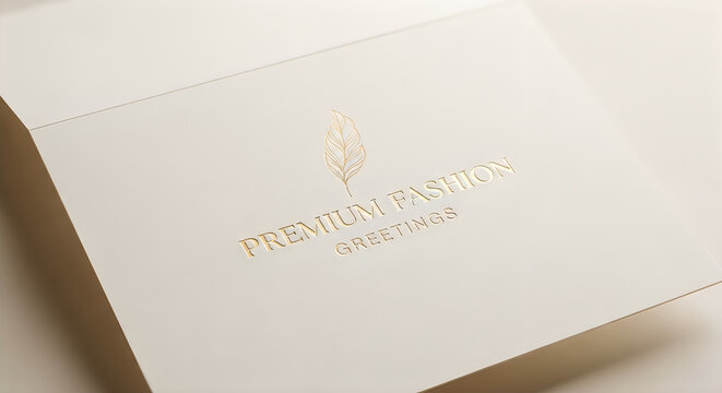 Premium fashion gold logo mockup on a paper card