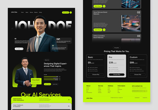 Personal Portfolio Website Landing Page UI Template Design
