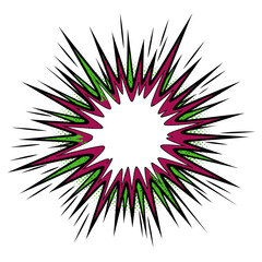 Fototapeta premium Pop Art Explosion Burst, Magenta and Neon Green Spikes for Dynamic Advertising Campaigns