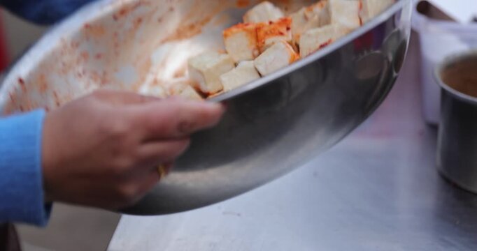 Mold tofu or commonly called hairy tofu sold on the street in China