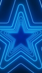 Obraz premium Vertical illustation many stars in neon blue on dark background - abstract background.