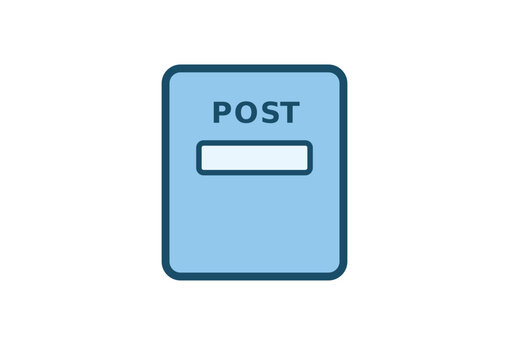 Post  Box Vector Icon Transparent svg blue corporate mail post postage delivery e-commerce package editable icon infographic simple minimal business service marketing noun object asset returns mailbox