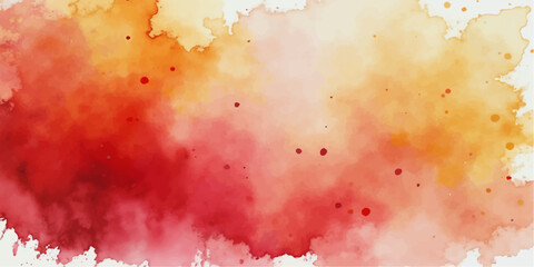 Obraz premium Abstract red and orange watercolor background with grunge paper texture and artistic purple ink splashes creates a vintage fire pattern illustration